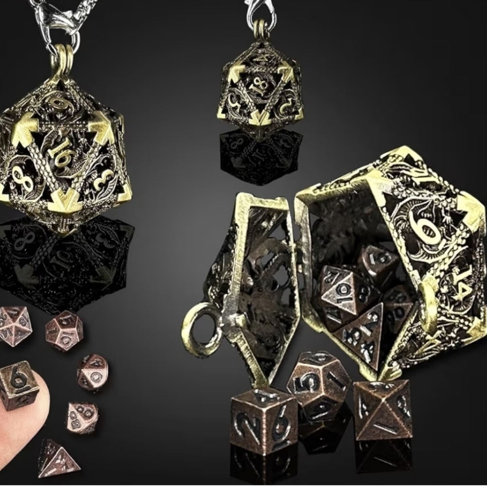 DnD Mini Dice Pendant Necklace Dungeon & Dragons Table Top Games Set